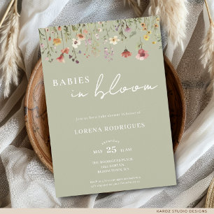 Wildblumen-Babys in Blüte Babyparty Einladung