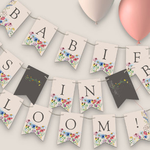Wildblumen-Babys in Blüten-Garlande Baby Shower Wimpelkette
