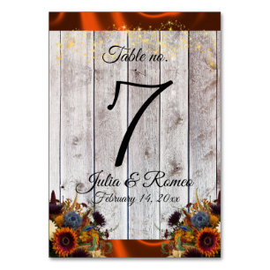 Wildblumen, Bänder und Leuchten - Kupfer Tischnummer