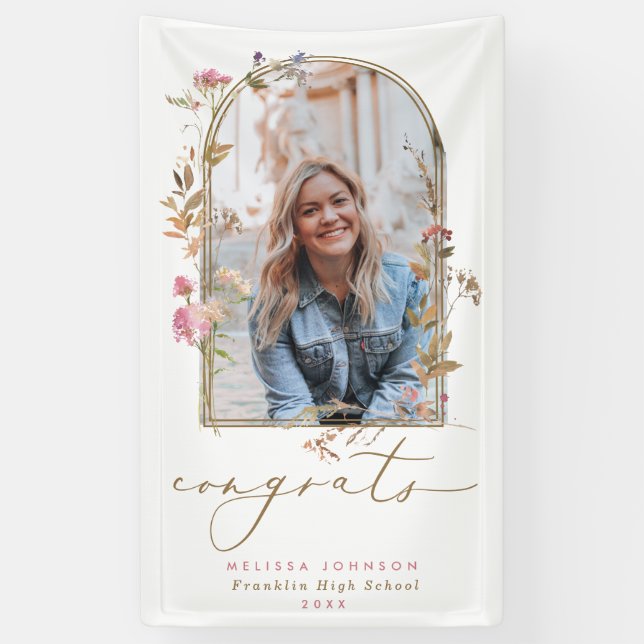 Wildblumen Banner der Foto Graduation Party (Vertikal)