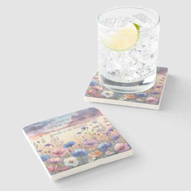 Wildblumen bei Abendessen & Kostenvoranschlag Steinuntersetzer (Seitenansicht)