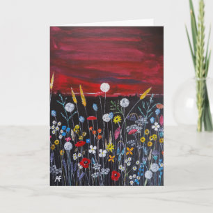 Wildblumen bei Sonnenuntergang Gemälde von Alfred Karte