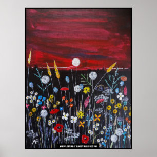 Wildblumen bei Sonnenuntergang Gemälde von Alfred  Poster