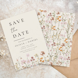 Wildblumen Beige Boho Save the Date Minimalistisch