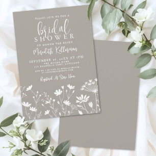 Wildblumen-Beige-Brautjungfernparty Einladung