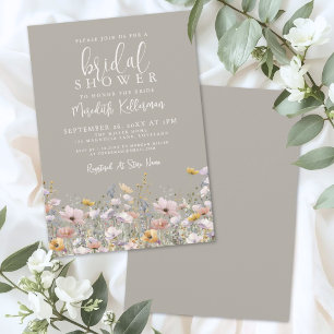 Wildblumen-Beige-Brautjungfernparty Einladung
