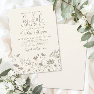 Wildblumen Beige Elfenbein Brautparty Einladung
