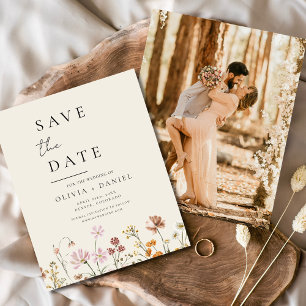 Wildblumen Beige Foto Boho Save the Date