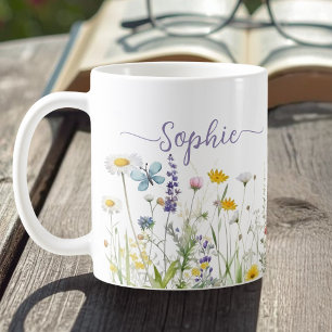 Wildblumen Benutzerdefinierter Skriptname Kaffeetasse