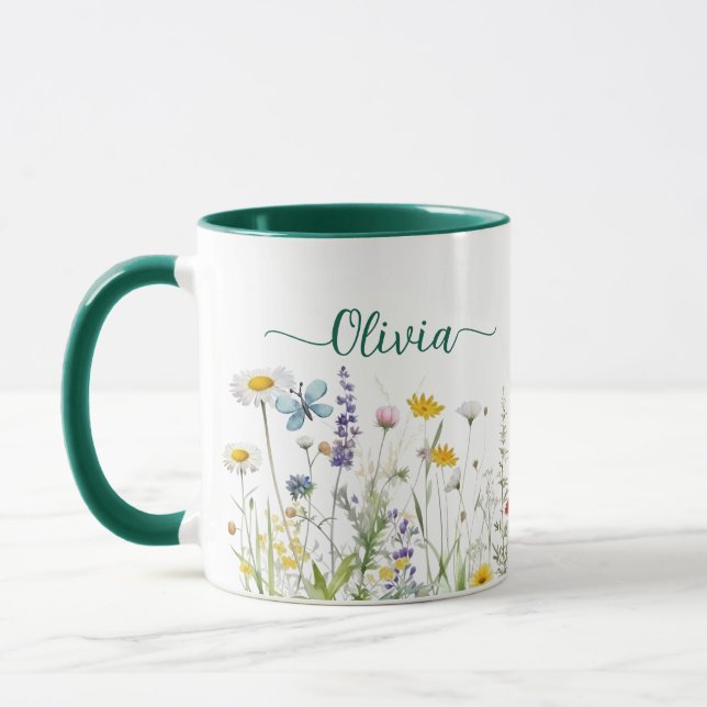 Wildblumen Benutzerdefinierter Skriptname Tasse (Links)