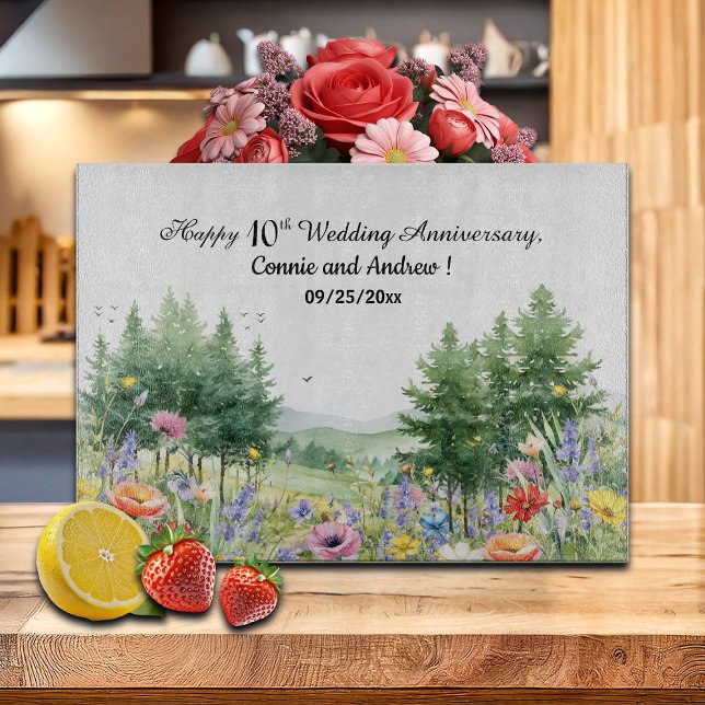 Wildblumen Berge 10. Hochzeitstag Schneidebrett (Von Creator hochgeladen)