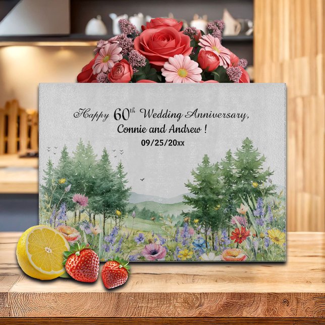 Wildblumen Berge 60. Hochzeitstag Schneidebrett (Von Creator hochgeladen)