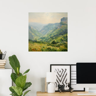 Wildblumen Berge Landschaft Impressionismus Kunst Poster