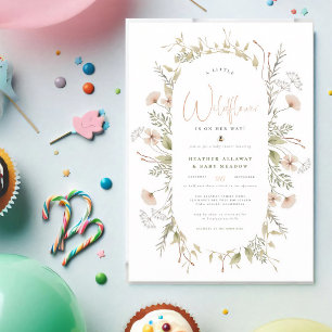 Wildblumen-Biene-Boho-Baby-Mädchen-Party Einladung