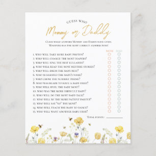 Wildblumen & Bienenratze Wer Baby Duschspiel