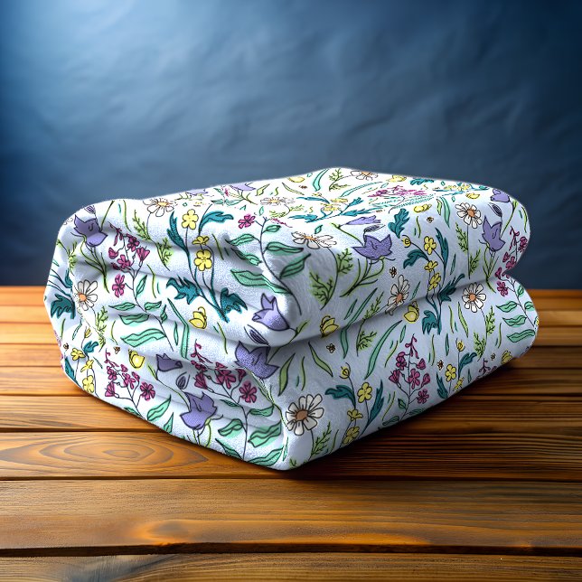 Wildblumen Blauer Fleece Blanket, mittel (Wildflowers Blue Fleece Blanket)