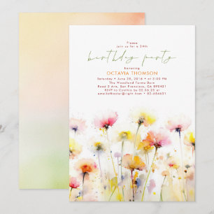 Wildblumen Blooms Elegant Boho Geburtstagsparty Einladung