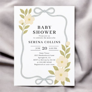 Wildblumen Blue Bow Baby Dusche Postkarte