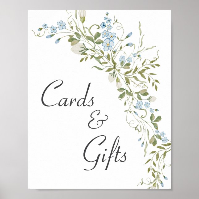 Wildblumen Blue Green Wedding Cards und Geschenke Poster (Vorne)