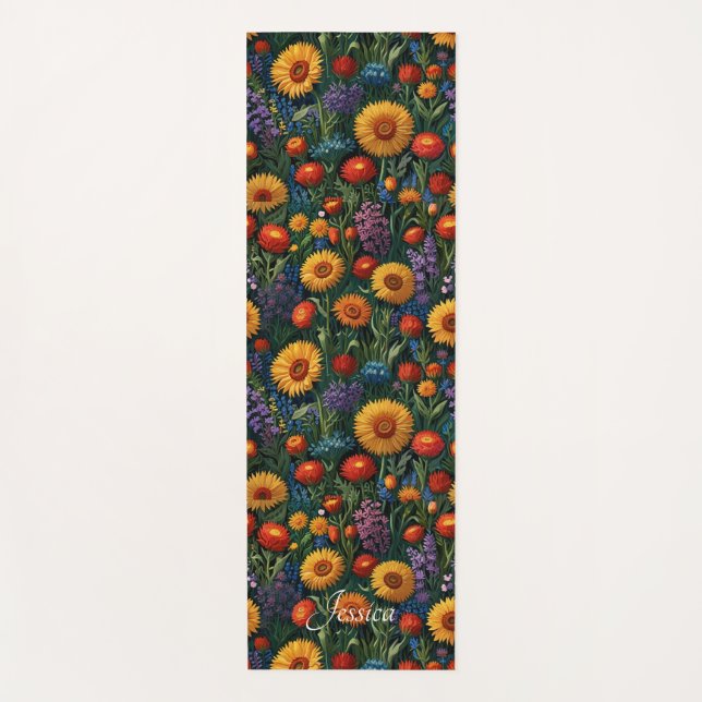Wildblumen Blume Markt Van Gogh Red Orange Blue Yogamatte (Vorderseite)