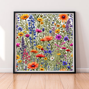 Wildblumen-Blumen-All-Over-Druck Poster