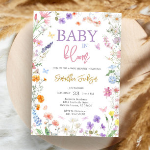 Wildblumen-Blumen-Baby-in-Bloom-Baby-Party Einladung