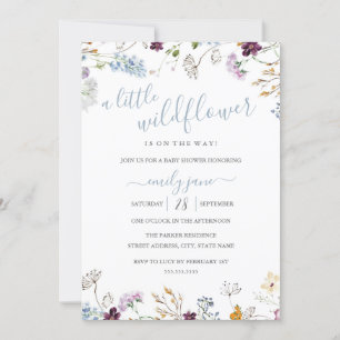 Wildblumen-Blumen-Natur Blau Baby Shower Einladung