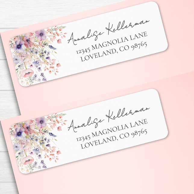 Wildblumen-Blumen-Rücksendeadresse (Wildflower Pastel Floral Return Address label)