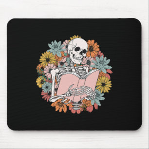 Wildblumen-Blumen-Skelett-Lese-Buch Bücherwurm H Mousepad