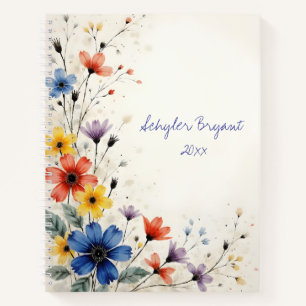 Wildblumen-Blumen-Spiralblock Notizbuch