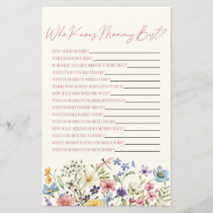Wildblumen-Blumen-Wer kennt Mami-Baby-Party-Spiel
