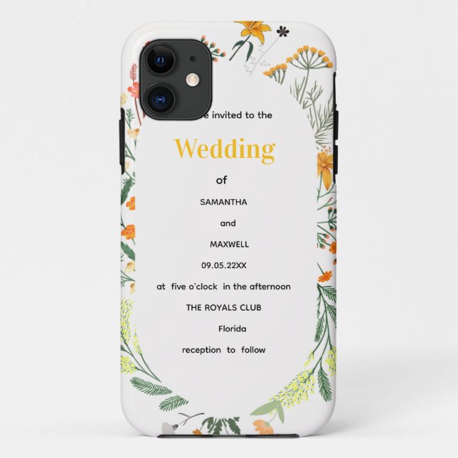 Wildblumen-Blumenbogen-Gartenparty-Einladung Case-Mate iPhone Hülle (Rückseite)