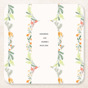 Wildblumen-Blumenbogen-Gartenparty-Einladung Rechteckiger Pappuntersetzer