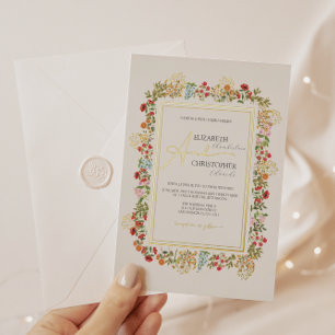 Wildblumen Blumengarten Hochzeit Gold Folieneinladung