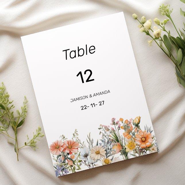 Wildblumen Blumengarten Tischnummern (Wildflowers botanical garden floral Table Numbers)