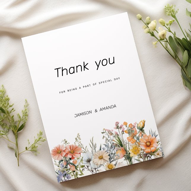 Wildblumen Blumengarten Vielen Dank Einladung (Wildflowers botanical garden floral Thank You)