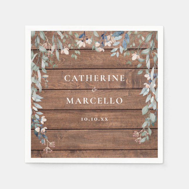 Wildblumen Blumenkaskade Rustikale Holzhochzeit Serviette (Vorderseite)