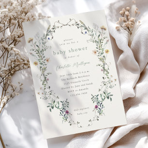 Wildblumen-Blumenkranz Frühling Baby Shower Einladung