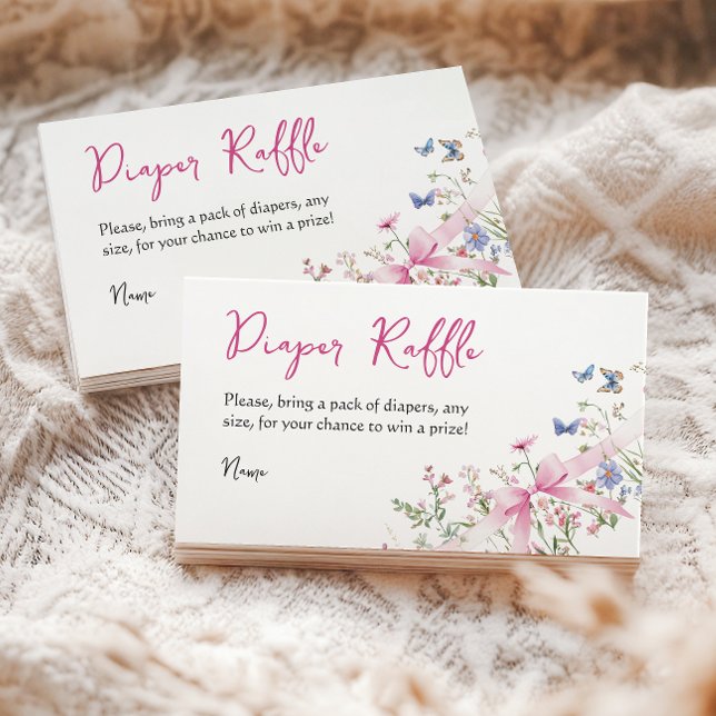 Wildblumen Blumenmädchen Rosa Schleife Baby Shower Begleitkarte (Von Creator hochgeladen)