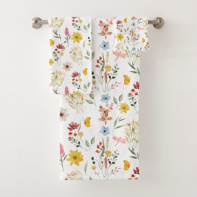 Wildblumen-Blumenmuster  Badhandtuch Set (Insitu)