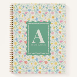 Wildblumen-Blumenmuster personalisiert  Notizbuch