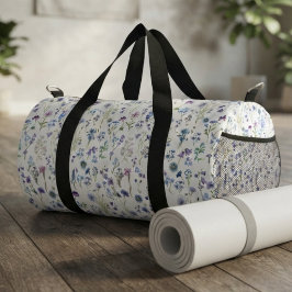 Wildblumen-Blumenmuster-Wasserfarbe Blau Lila Duffle Bag