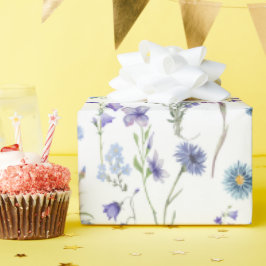 Wildblumen-Blumenmuster-Wasserfarbe Blau Lila Geschenkpapier