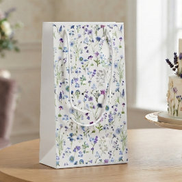 Wildblumen-Blumenmuster-Wasserfarbe Blau Lila Kleine Geschenktüte