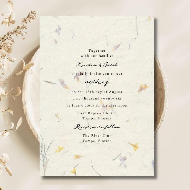 Wildblumen Blumenpapier Moderne digitale Hochzeit Einladung (Wildflowers Floral Paper Modern Digital Wedding Invitation)