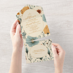 Wildblumen-Blumenrahmen-Baby-Party All In One Einladung