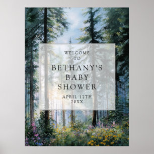 Wildblumen-Blumenwald-Baby-Shower-Willkommensschil Poster