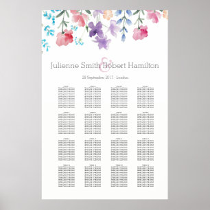 Wildblumen Blumenzettel 16 Tische Poster