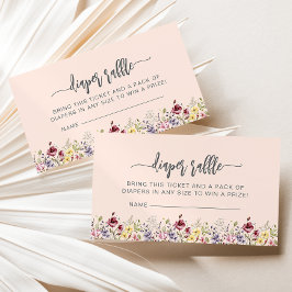 Wildblumen Blush Pink Babydusche Windeln Raffel Begleitkarte