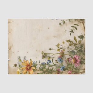 Wildblumen Blütenblatt Vintages Musikblatt Ephemer Seidenpapier